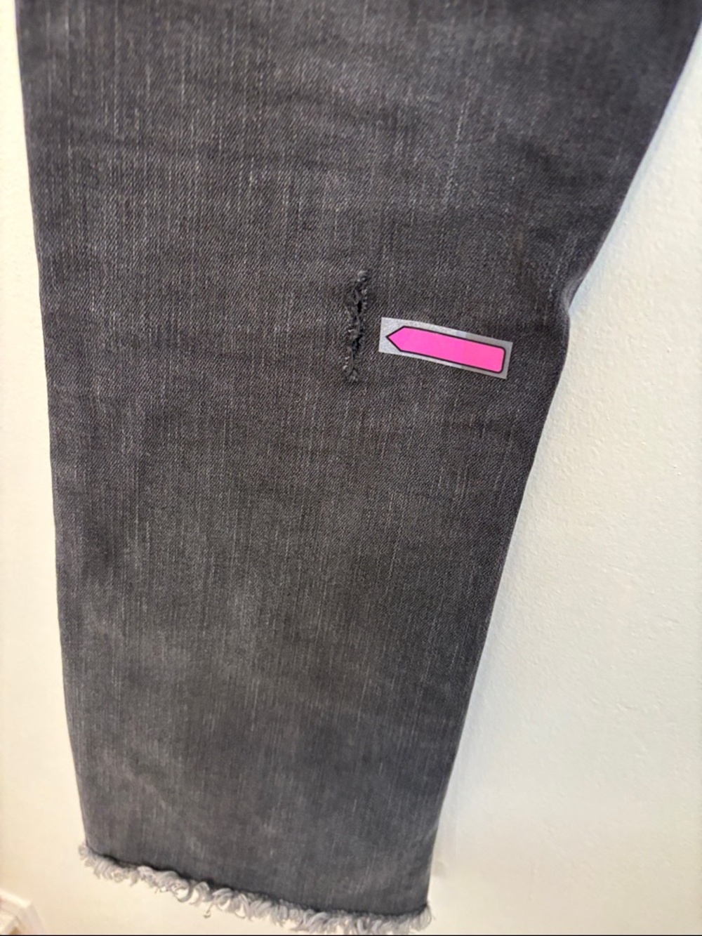 Free People High Rise Straight Raw Hem Jeans Charcoal Grey / Washed Black Sz 29 - Picture 11 of 12